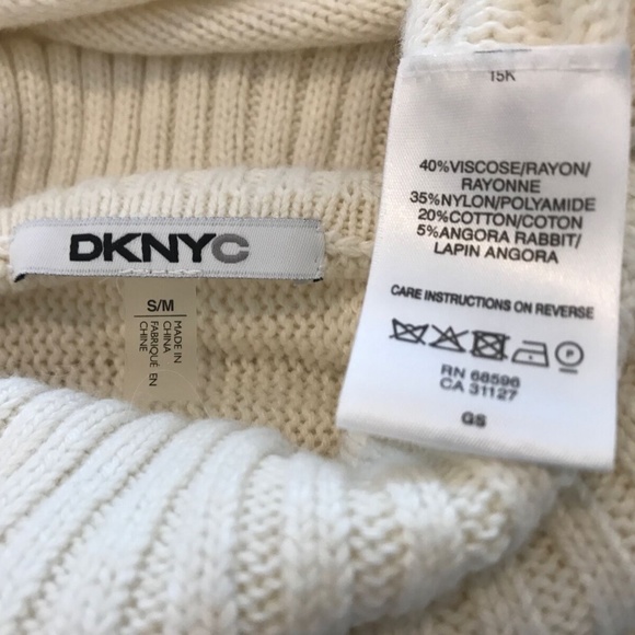 DKNY IVORY TURTLENECK PONCHO SWEATER SIZE SMALL - Picture 11 of 11